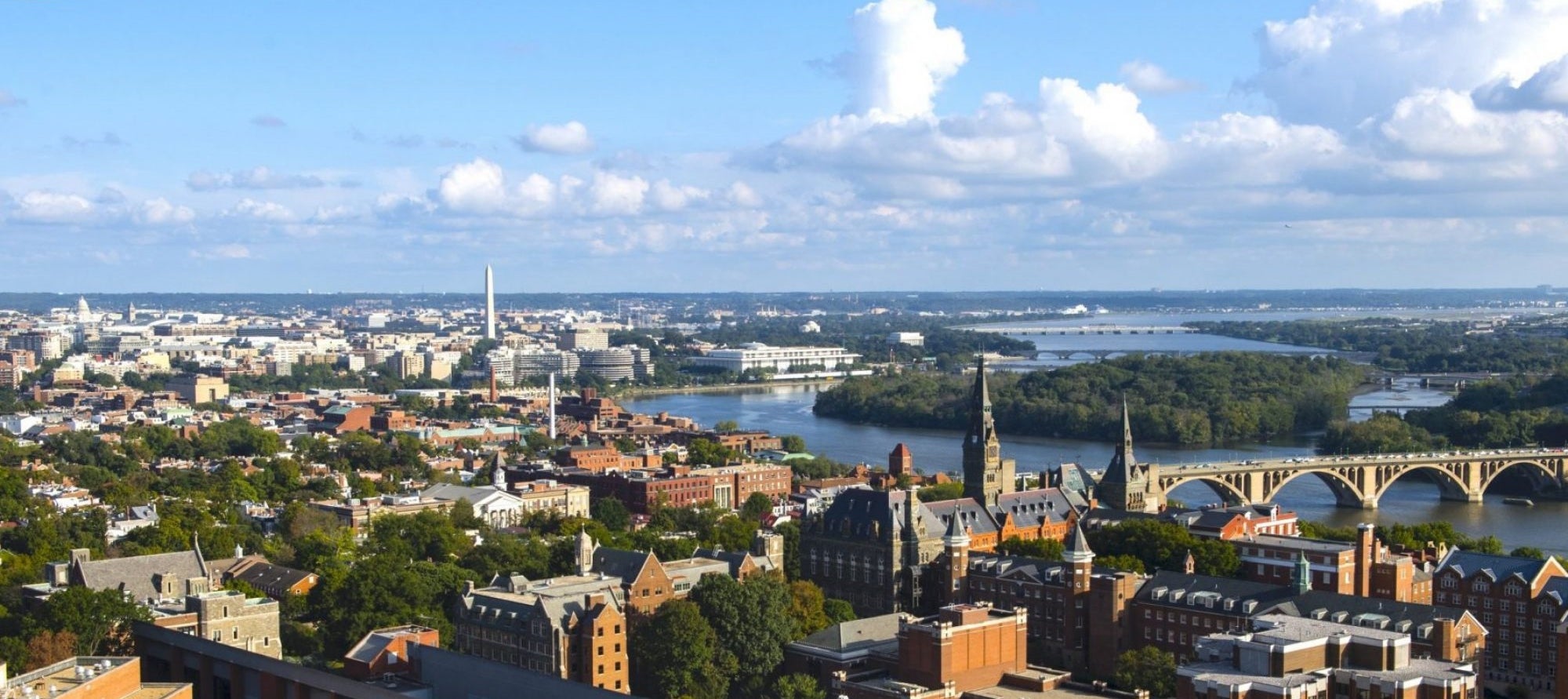 Aerial view of Georgetown University campus in Washington, DC
