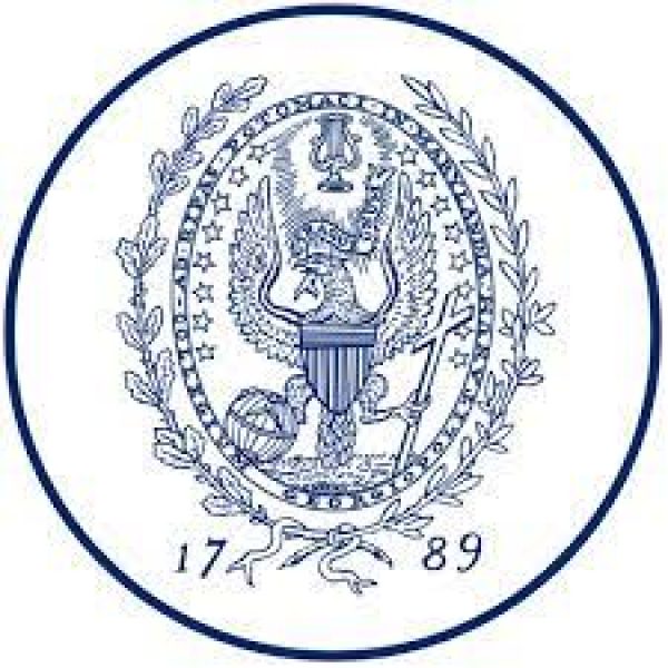 Georgetown University seal set in a blue circle