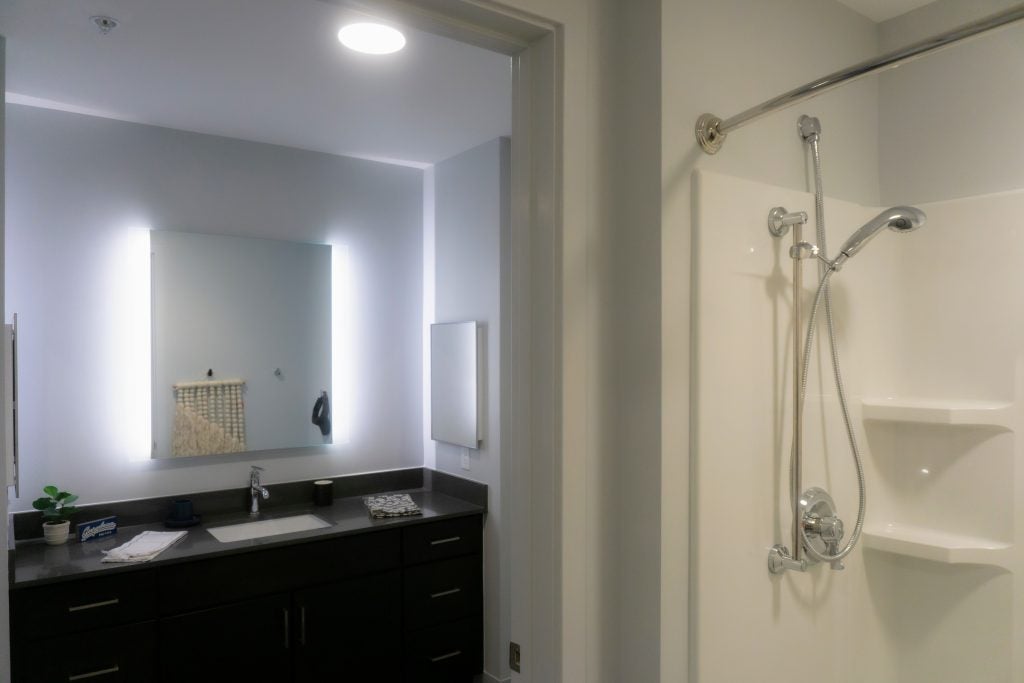 Bathroom and shower showcase of Georgetown apartment at 55 H Street