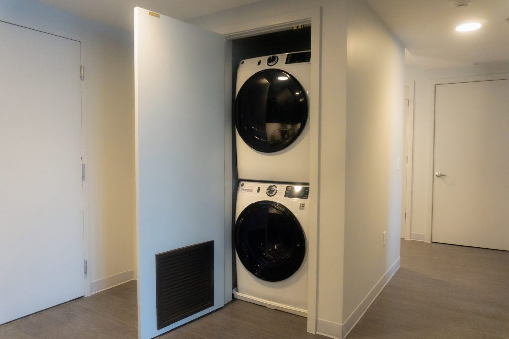 Stacked washer-dryer in Georgetown apartment at 5 H Street