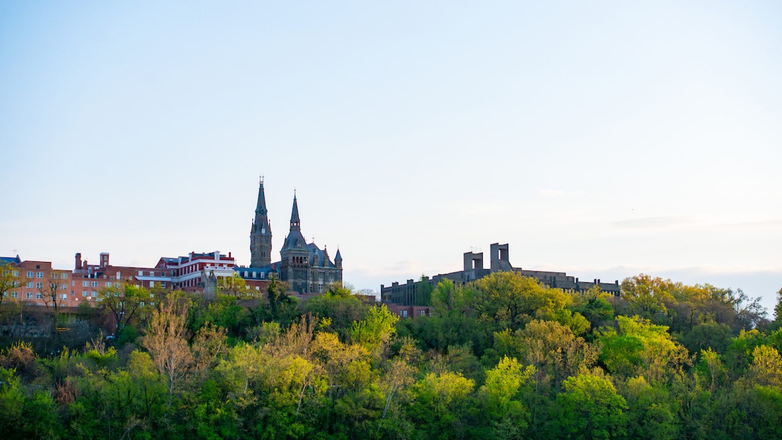 View of Georgetown University campus from Potomac River spring