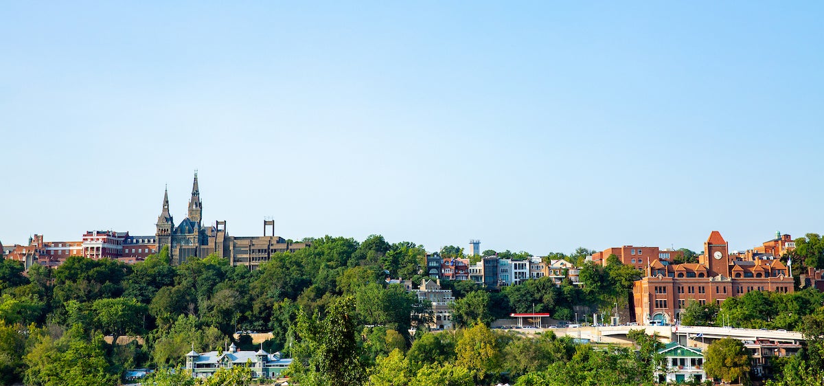 Georgetown University skyline at sunset