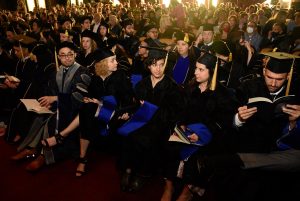 Doctoral students at the hooding ceremony