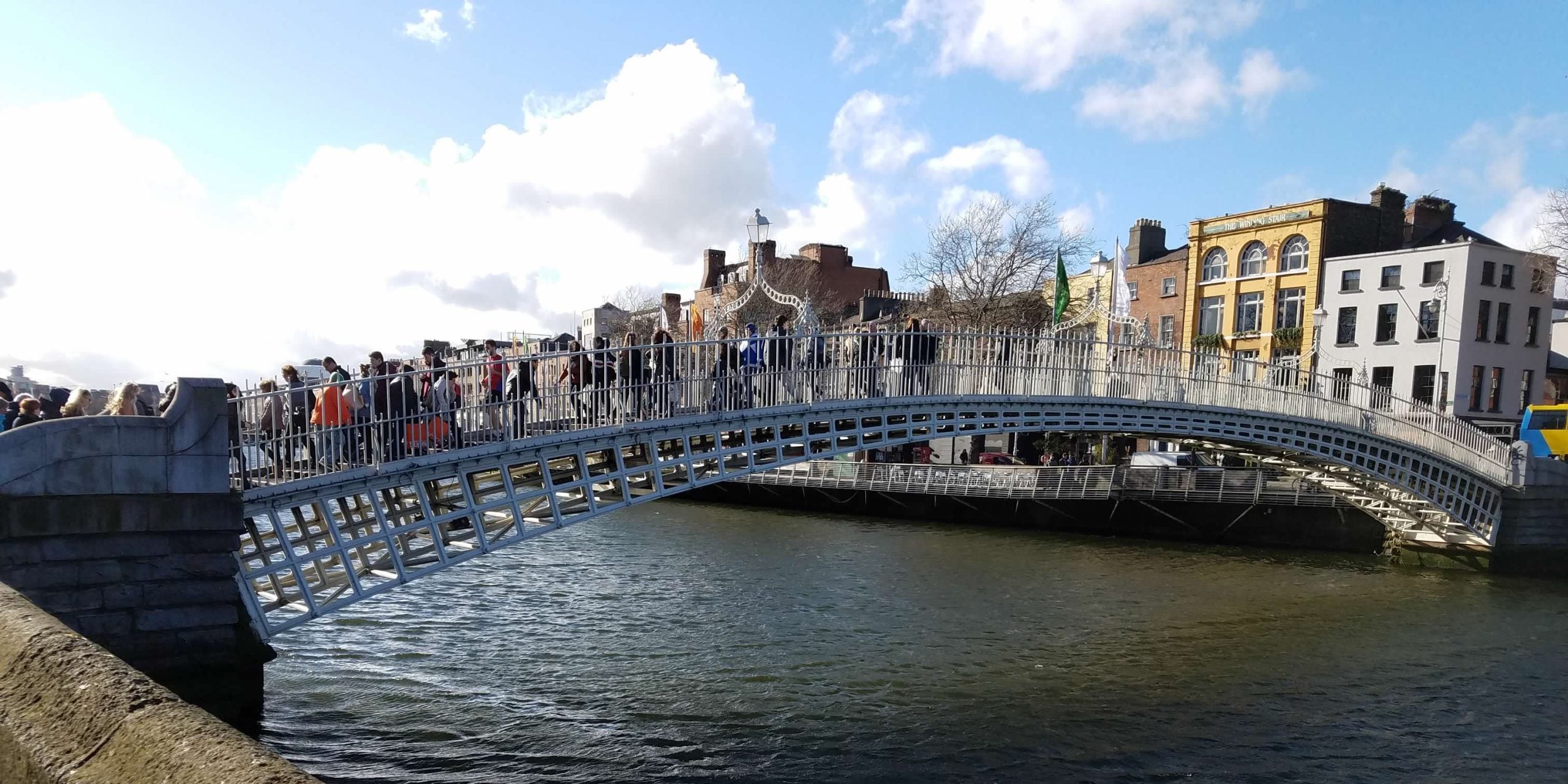 Ha'Penny Bridge over the River Liffey in Dublin, Ireland