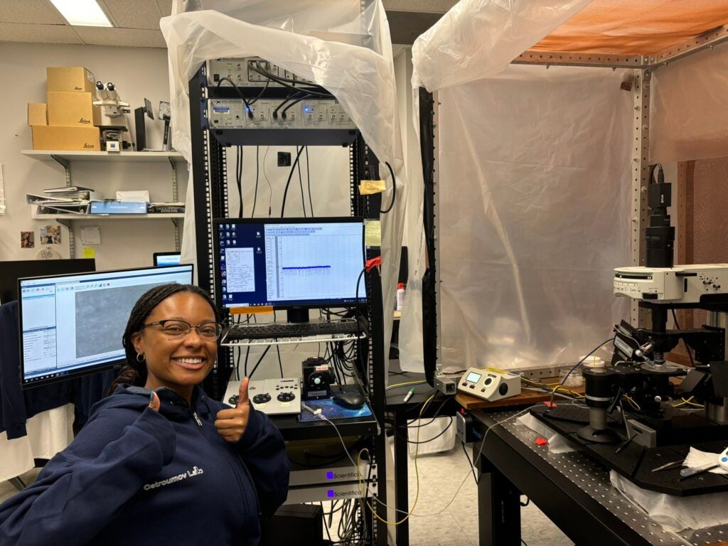 Gabbi Williams patching her first GABA neuron in the VTA