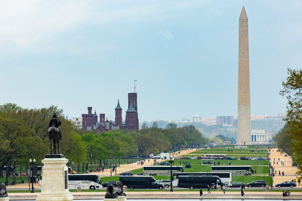 A view of DC from Capitol Hill, featuring the Washington Monument