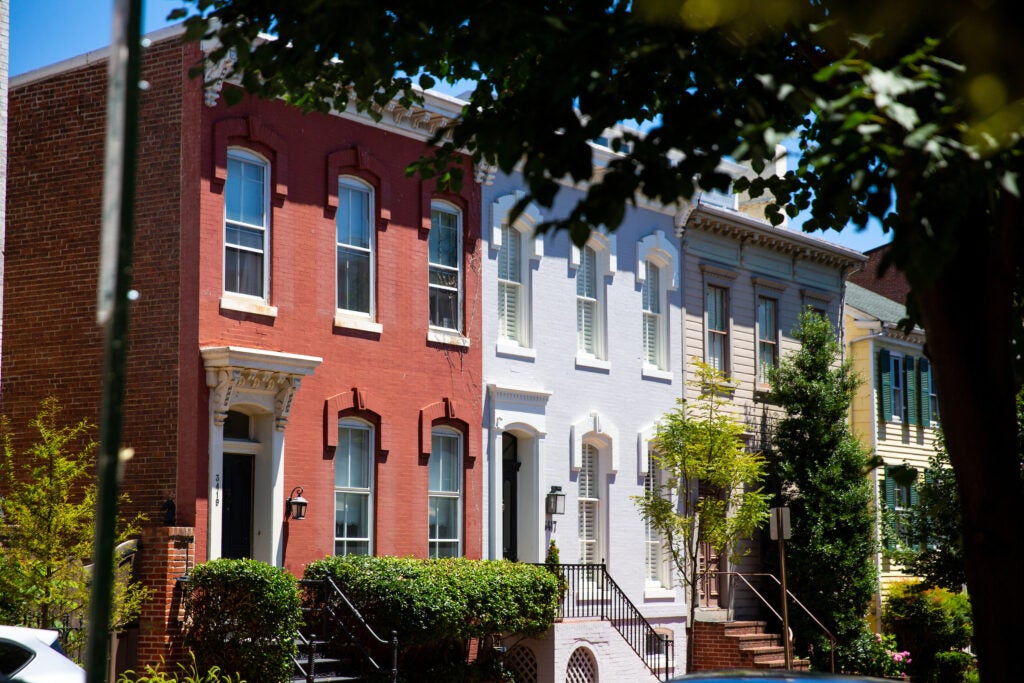 A row of homes in the Georgetown neighborhood of Washington, DC.