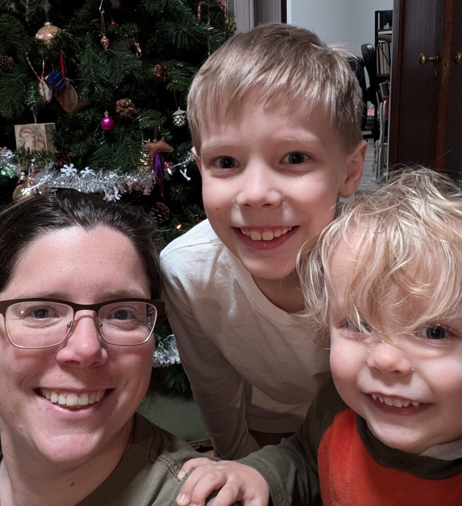 Christina Riddle and her two young children.