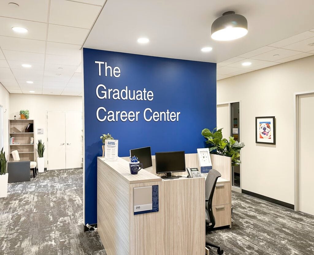 A photo of the lobby of the Graduate Career Center.