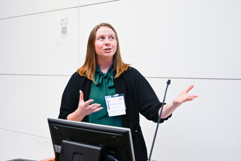 Micaila Curtis (G'25) gives a presentation at Student Research Day.