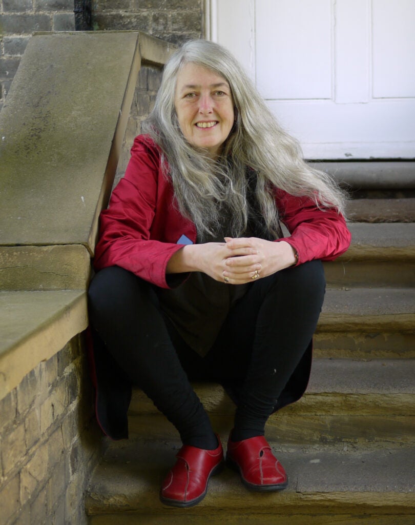An author photo of Mary Beard, a woman with long gray hair, taken by Robin Cormack.