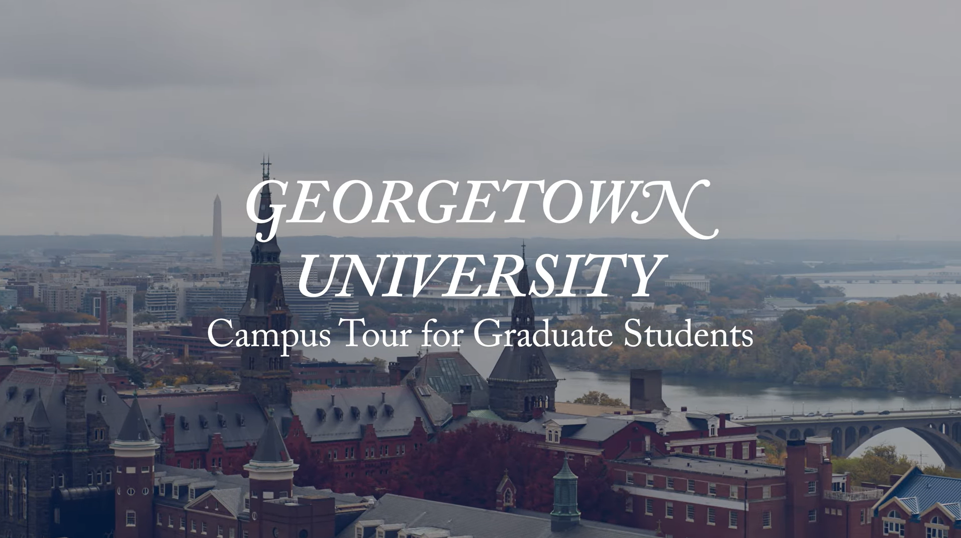 The Georgetown University skyline is overlaid with text reading: 
